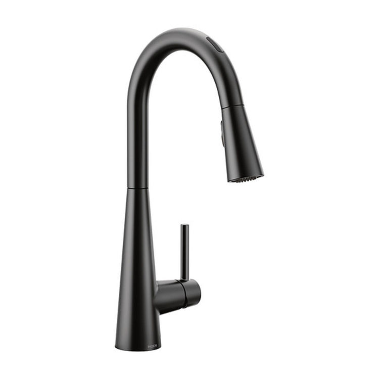 Moen Sleek Smart Single Handle High Arc Pull-Down Kitchen Faucet, Matte Black - 7864EVBL 