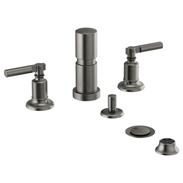 Brizo Invari Two-Handle Bidet Faucet with Diverter and Metal Pop-Up, Lever Handles, 4-Hole, Brilliance Luxe Steel - 68476-SL
