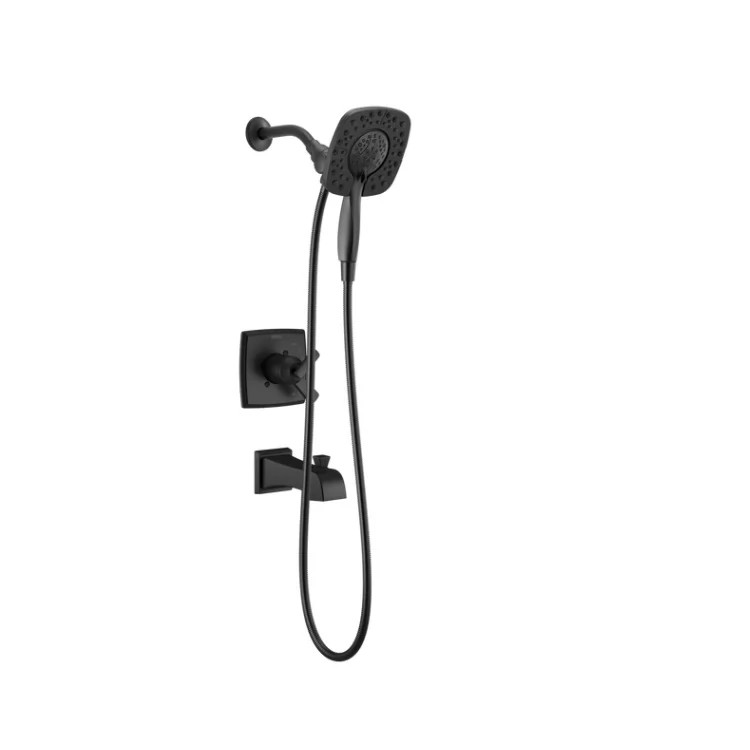 Delta Ashlyn Monitor 17 Series Two-Handle Tub/Shower Faucet with Two-In-One In2ition Shower, 1.75 GPM, Lever Handles, Matte Black - T17464-BL-I