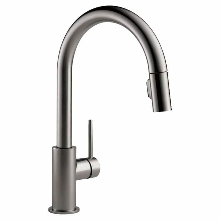 Delta Trinsic Two-Function Single-Handle Black Stainless Pull-Down Kitchen Faucet, 1.8 GPM, Lever Handle, Diamond Seal Technology, ADA, Limited Swivel - 9159-KSLS-DST