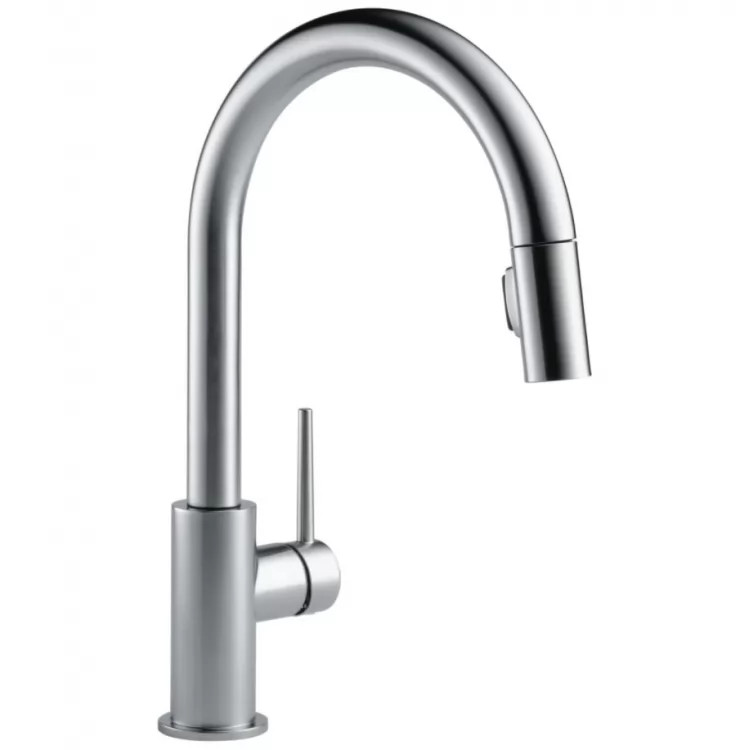 Delta Trinsic Two-Function Single-Handle Chrome Pull-Down Kitchen Faucet, 1.8 GPM, Lever Handle, Diamond Seal Technology, ADA, Limited Swivel - 9159-LS-DST