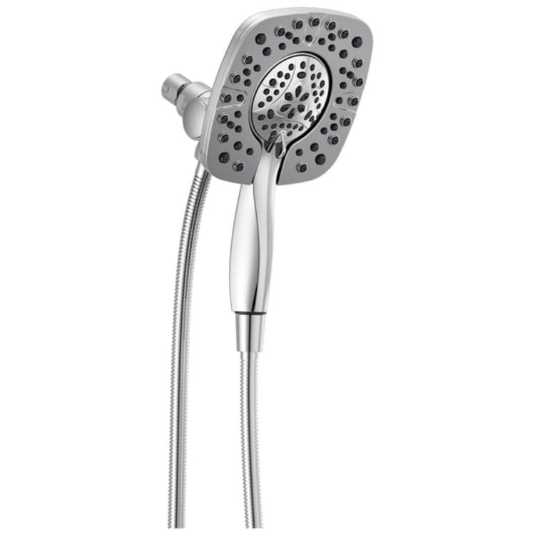 Delta In2ition 1.75 GPM 4-Setting Two-in-One Handheld Shower, Square Head, Wall-Mound, Touch-Clean Spray Nozzles, Certified Dual Check Valves, Chrome - 58498
