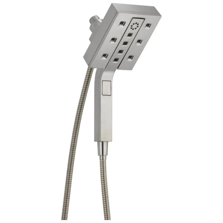 Delta In2ition 4-Setting 2.5 GPM Two-in-One Shower, H2Okinetic Technology, Touch-Clean Spray Nozzles, Square Face, Stainless - 58473-SS25