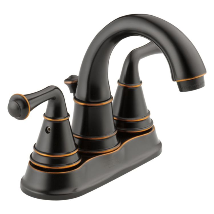 Peerless High-Arc Centerset Bathroom Faucet with Pop-Up Drain, Two-Handle, 1.2 GPM, Lever Handle, ADA, WaterSense, Oil-Rubbed Bronze - P99790LF-OB-ECO