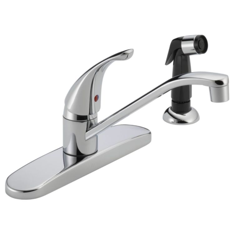 Peerless Chrome Single Handle Kitchen Faucet with Black Side Spray, ADA, 1.0 GPM - P115LF-1.0