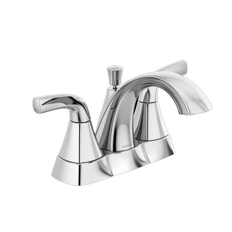 Peerless Parkwood Centerset Low-Arc Bathroom Faucet with 50/50 Pop-Up Drain, Two-Handle, 1.0 GPM, Lever Handle, ADA, WaterSense, Chrome - P2535LF
