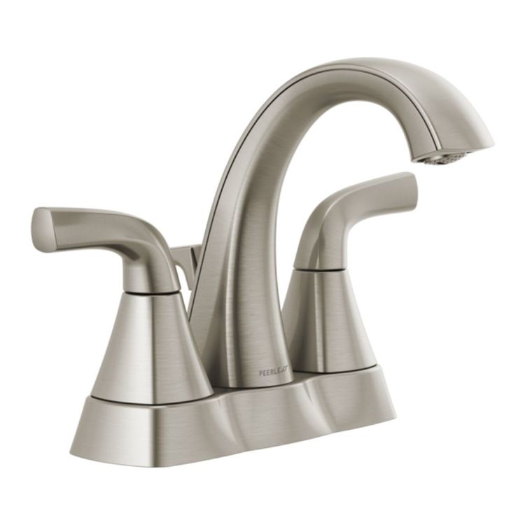 Peerless Parkwood Centerset High-Arc Bathroom Faucet with 50/50 Pop-Up Drain, Two-Handle, 1.0 GPM, Lever Handle, ADA, WaterSense, Brushed Nickel - P2635LF-BN