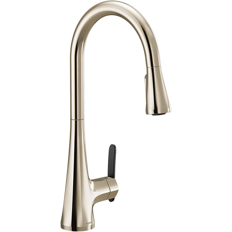 Moen Sinema Single Handle High Arc Pull-Down Kitchen Faucet, Polished Nickel - S7235NL