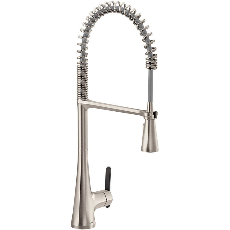 Moen Sinema Single Handle Pre-Rinse Spring Pull-Down Kitchen Faucet w/ PowerBoost, Duralock, Spot Resist Stainless - S5235SRS