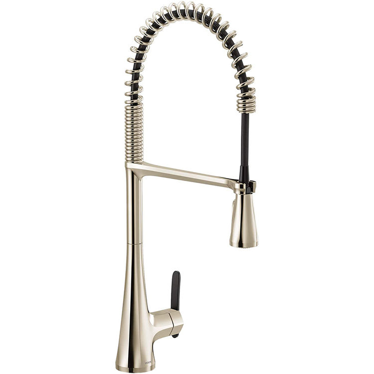 Moen Sinema Single Handle Pre-Rinse Spring Pull-Down Kitchen Faucet w/ PowerBoost, Duralock, Polished Nickel - S5235NL