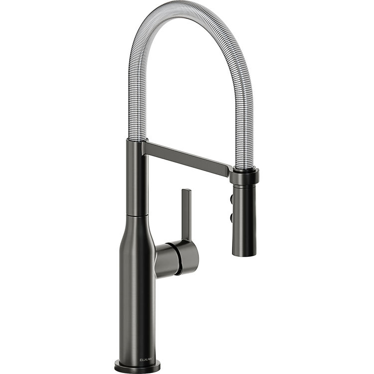 Elkay Avado Single Handle Semi-Pro Kitchen Faucet, Forward Only Lever, Black Stainless/Chrome - LKAV1061BKCR