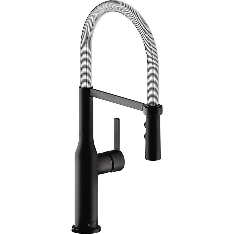 Elkay Avado Single Handle Semi-Pro Kitchen Faucet, Matte Black/Chrome - LKAV1061MBCR