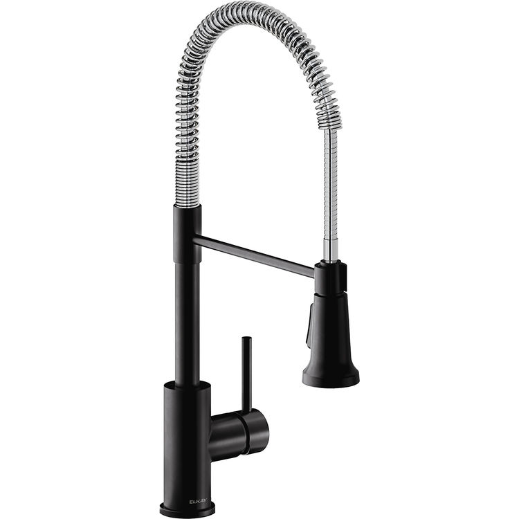 Elkay Avado Single Handle Kitchen Faucet w/ Semi-Professional Spout, Matte Black/Chrome - LKAV2061MBCR