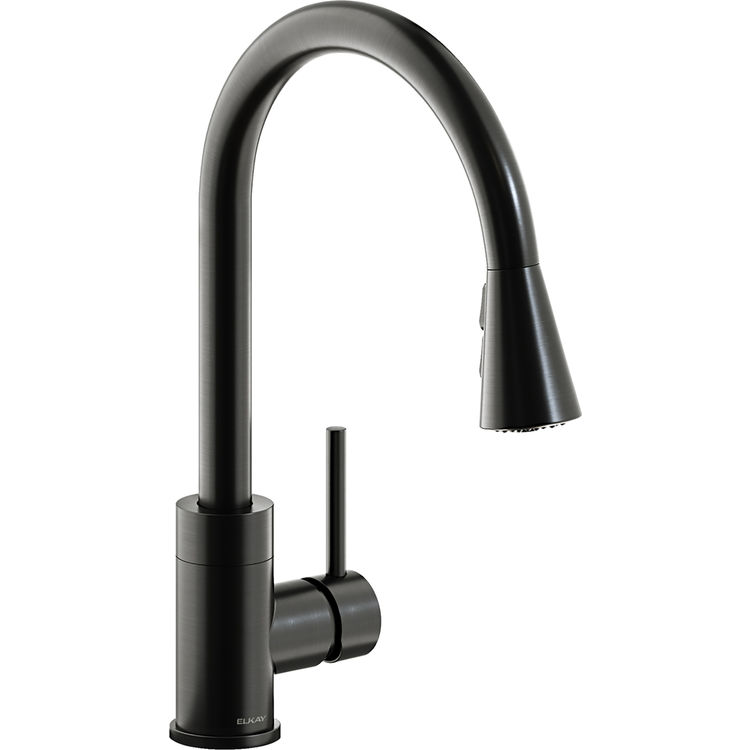 Elkay Avado Single Handle Pull-Down Kitchen Faucet, Forward Only Lever, Black Stainless - LKAV3031BK