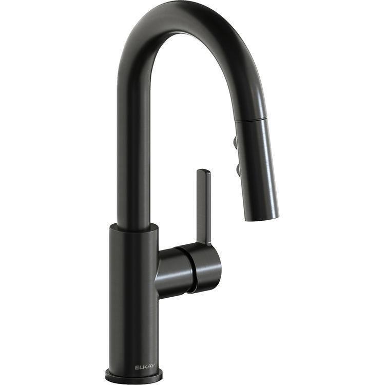 Elkay Avado Single Handle Pull-Down Bar/Prep Faucet, Black Stainless - LKAV3032BK