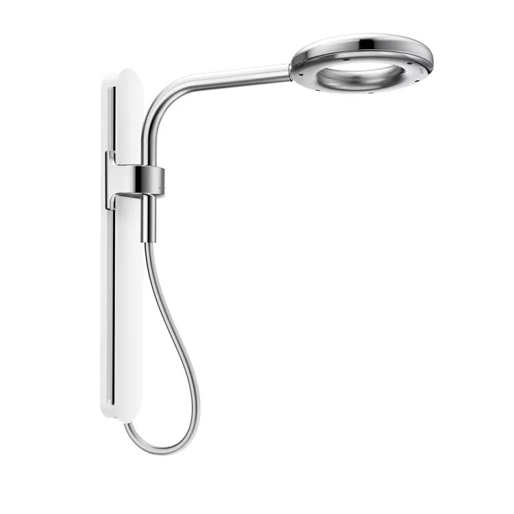 Moen Nebia 8in Single-Spray Function Spa Shower Head with Adjustable Sliding Arm, Rainshower, 1.3 GPM, Atomized Spray, Chrome/White - N207R0CH