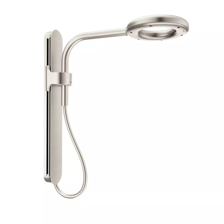 Moen Nebia 8in Single-Spray Function Spa Shower Head with Adjustable Sliding Arm, Rainshower, 1.3 GPM, Atomized Spray, Brushed Nickel - N207R0SRN
