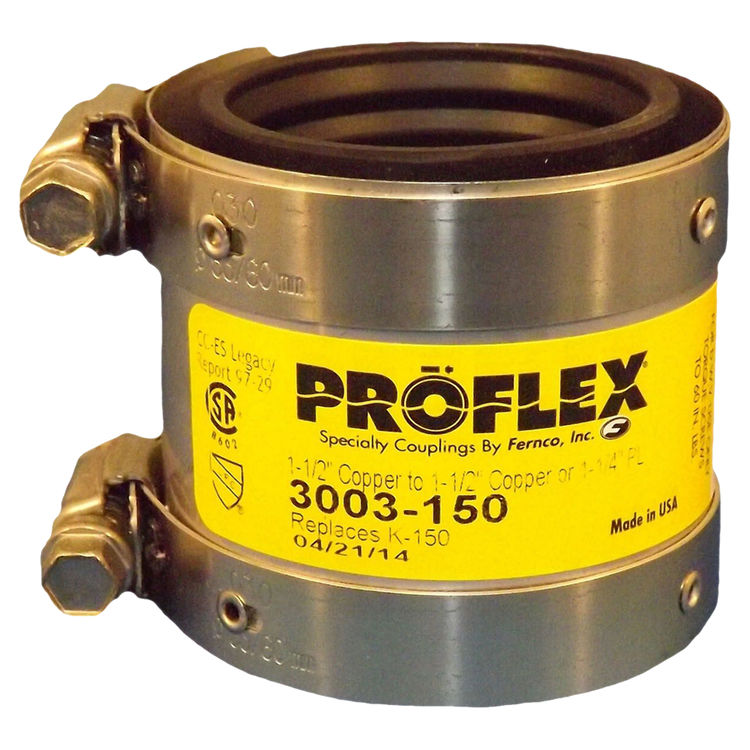 Fernco 3003-150 1-1/2" Copper to 1-1/2" Copper or 1-1/4" PL Coupling