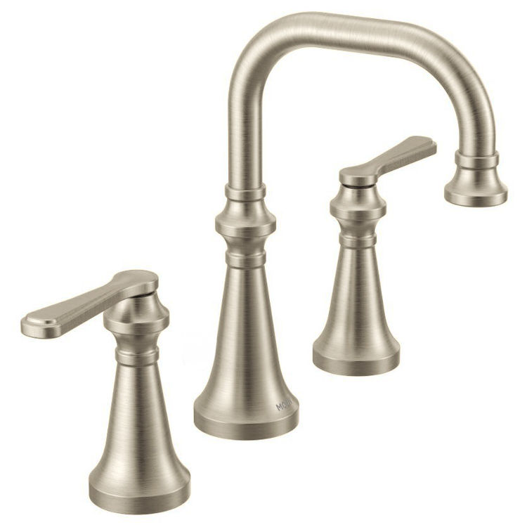 Moen Colinet Two-Handle Widespread Roman Tub Faucet, 8in High Arc Spout, 12in Center, Lever Handles, Brushed Nickel - TS44503BN