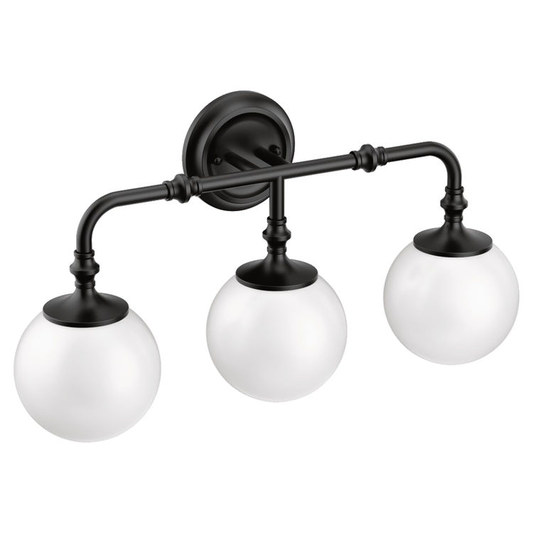 Moen YB0563BL CSI Colinet Three Globe Bath Sconce Light, Matte Black