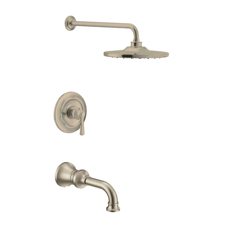 Moen Colinet M-Core 3-Series Tub/Shower Faucet with 2.5 GPM Rainshower, 1-Function, Single Lever Handle, M-PACT, Immersion, Brushed Nickel - UTS344303BN