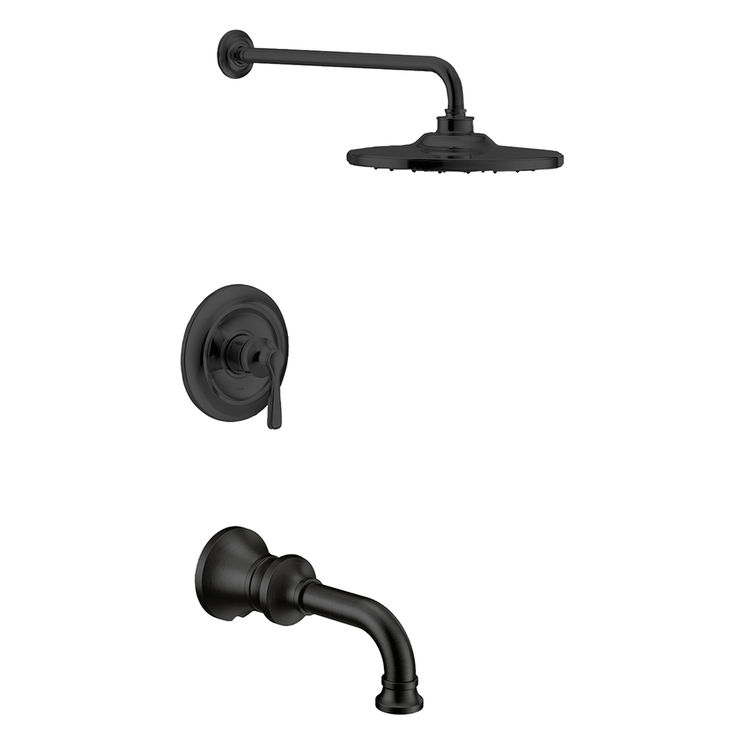 Moen Colinet M-Core 3-Series Tub/Shower Faucet with 1.75 GPM Rainshower, 1-Function, Single Lever Handle, M-PACT, Immersion, Matte Black - UTS344303EPBL