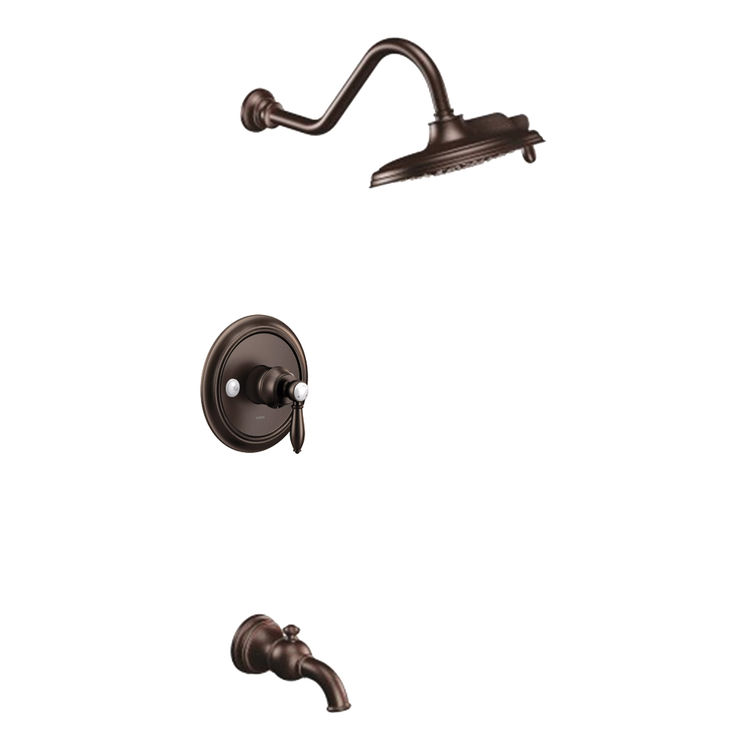 Moen Weymouth M-Core 3-Series Tub/Shower Faucet with 2.5 GPM Rainshower, 2-Function, Single Lever Handle, M-PACT, Immersion, Oil Rubbed Bronze - UTS33103ORB