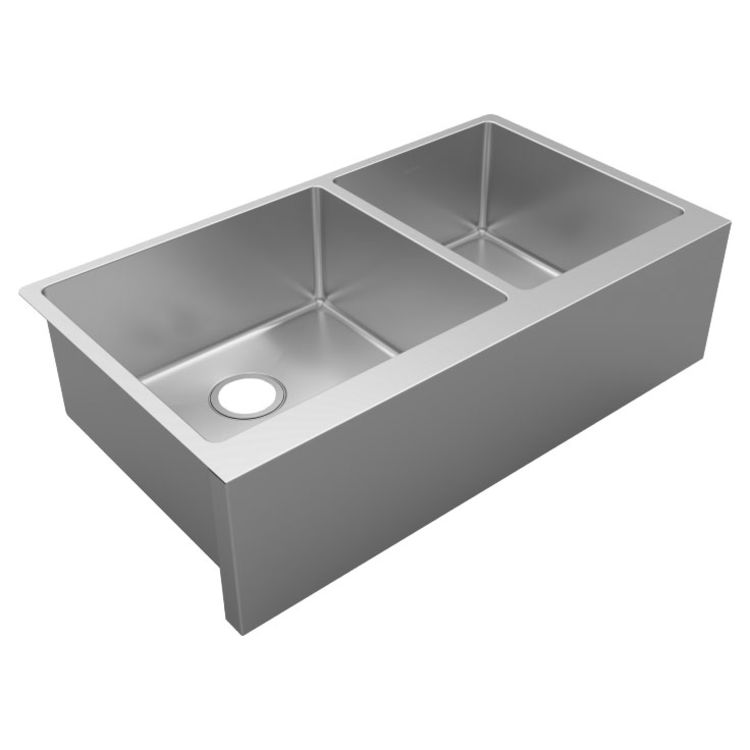 Elkay EFRUFF23417 Crosstown Stainless Steel 35-7/8" x 20-1/4" x 9" Double Bowl Tall Farmhouse Sink - Polished Satin