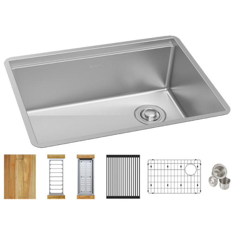 Elkay ECTRU24169RTWC Crosstown 25-1/2" x 18-1/2" x 9" Stainless Steel Single Bowl Undermount Sink Kit - Polished Satin