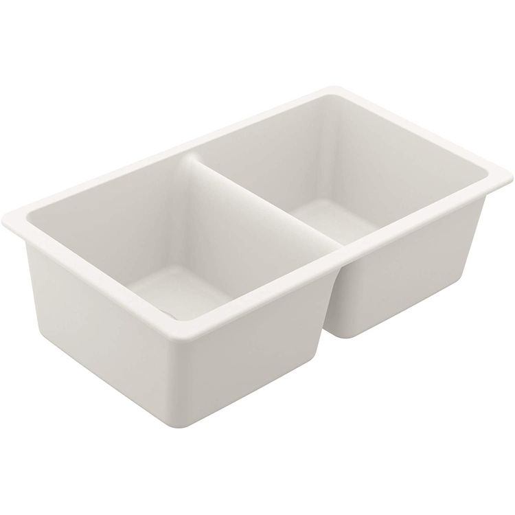 Moen GGW4012B Granite Series Dual Mount Double Bowl Kitchen Sink, White
