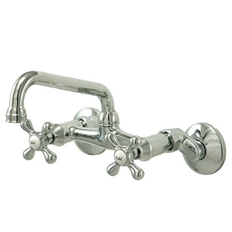 KINGSTON BRASS KS213C ADJUSTABLE CENTER WALL MOUNT KITCHEN FAUCET CHROME