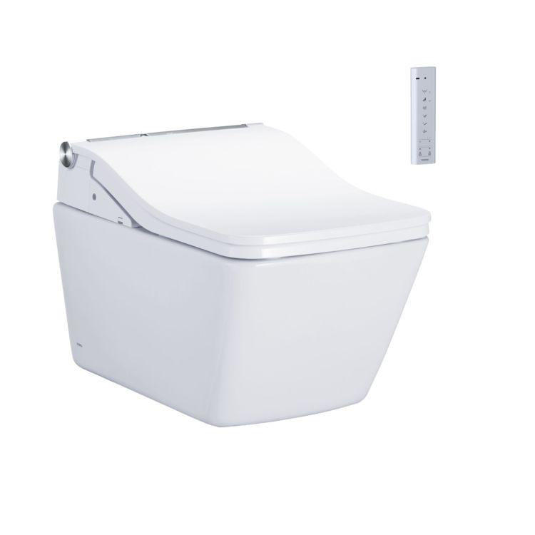 TOTO SP WASHLET+ Wall-Hung Toilet with SW Bidet Seat, Auto-Open/Close, 1.28/0.9 GPF, Cotton White w/ Silver - CWT4494549CMFGA#MS