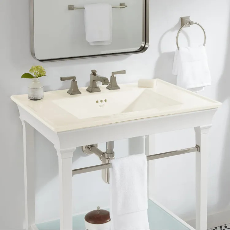 American Standard Town Square S 31" Rectangular Vitreous China Deck Mounted Vanity Top with Overflow, Linen, 3 Faucets Holes, 8" Centers - 0298008.222