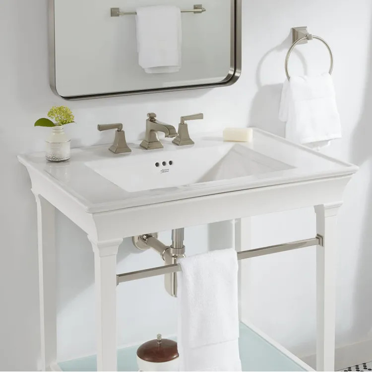 American Standard Town Square S 31" Rectangular Vitreous China Deck Mounted Vanity Top with Overflow, White, 3 Faucets Holes, 8" Centers - 0298008.020