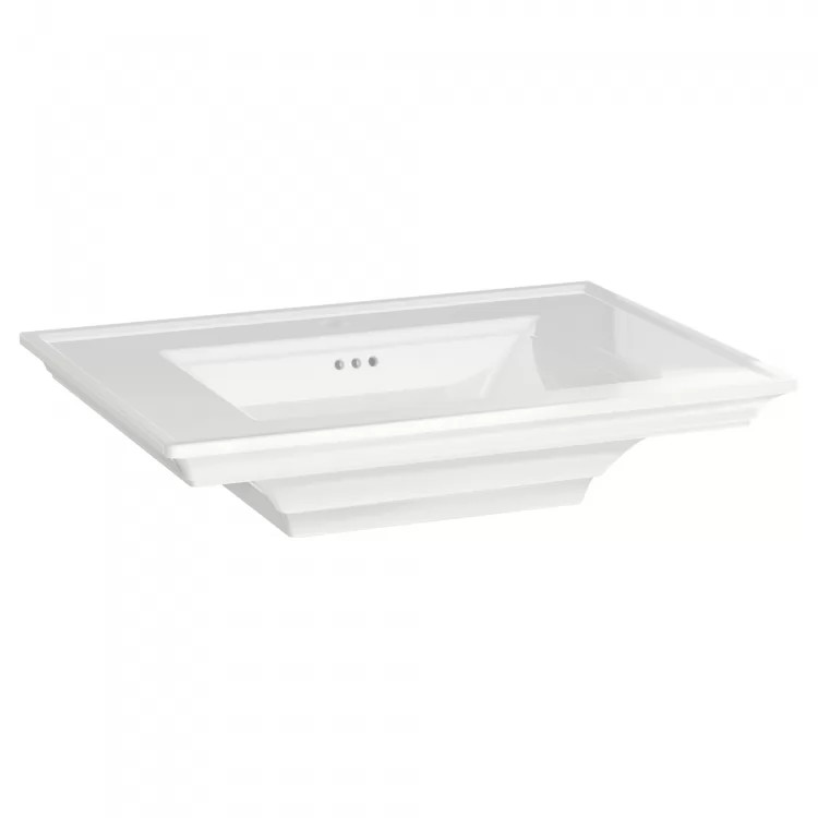 American Standard Town Square S 30in x 22in Centerset Pedestal Sink Top with Rear Overflow, Raised Faucet Ledge, White - 0297001.020