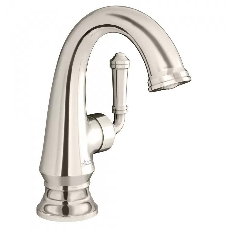 American Standard Delancey Single-Handle Polished Nickel Bathroom Faucet with Brass Pop-Up Drain, Side Lever Handle, 1.2 GPM - 7052121.013