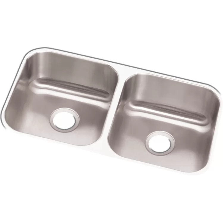 Elkay DCFU3118 Dayton Stainless Steel Equal Double Bowl Undermount Sink, Soft Satin