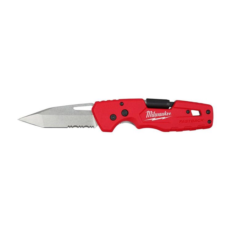 Milwaukee FASTBACK 5-in-1 Folding Knife with Press and Flip Opening, and Folding 1/4" Bit Holder - 48-22-1540 