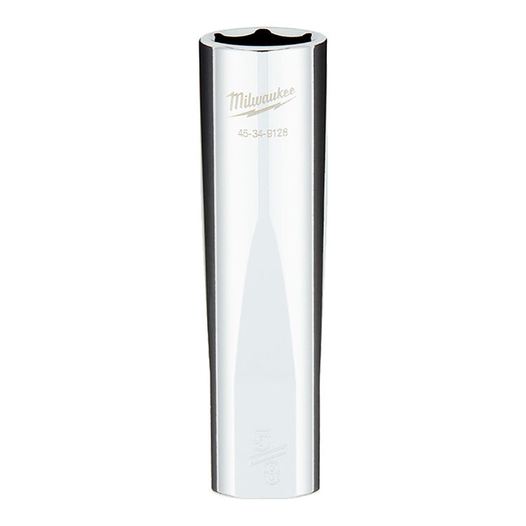 Milwaukee 5/8" SAE 6-Point Deep Socket with 1/2" Drive  FOUR FLAT Sides, Chrome Vanadium Steel - 45-34-9128 