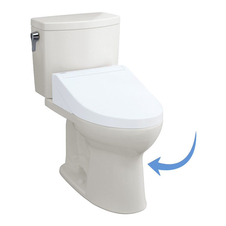TOTO C454CUFGT40#11 Drake II 1G and Drake II WASHLET+ Universal Height Elongated Bowl with CEFIONTECT, Colonial White