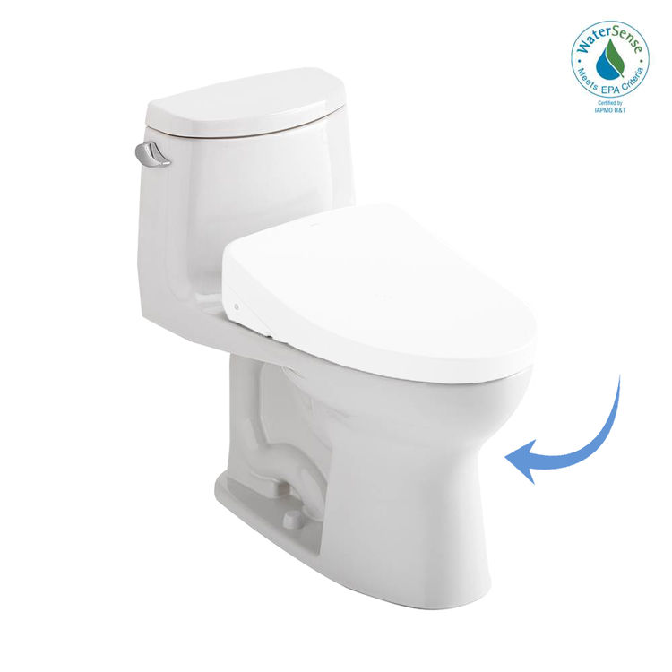 TOTO UltraMax II One-Piece Elongated 1.28 GPF WASHLET+ and Auto Flush Ready Toilet with CEFIONTECT, Cotton White - CST604CEFGAT40#01 
