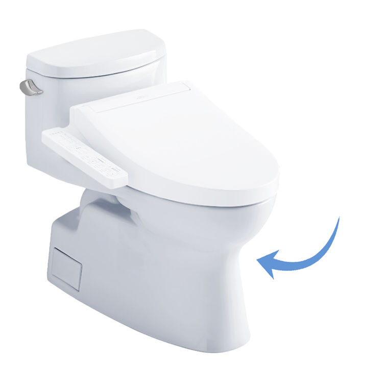 TOTO CST644CEFGT40#01 Carolina II One-Piece Elongated 1.28 GPF WASHLET+ Ready Toilet with CEFIONTECT, Cotton White