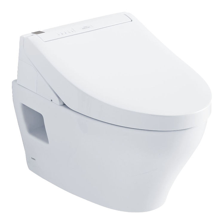 TOTO EP WASHLET+ Wall-Hung Toilet with C5 Bidet Seat, 1.28/0.9 GPF, Cotton White w/ Silver - CWT4283084CMFG#MS