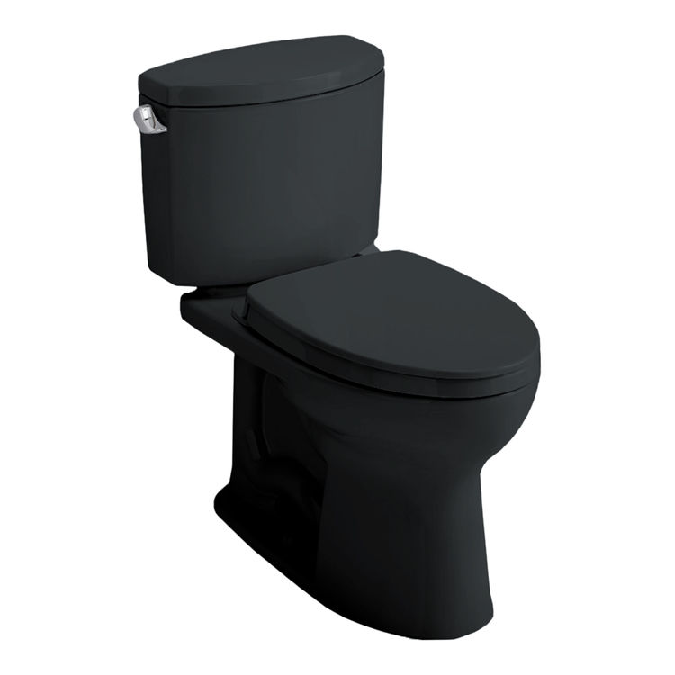 TOTO MS454124CEF#51 Drake II Two-Piece Elongated 1.28 GPF Universal Height Toilet with SS124 SoftClose Seat, WASHLET+ Ready, Ebony