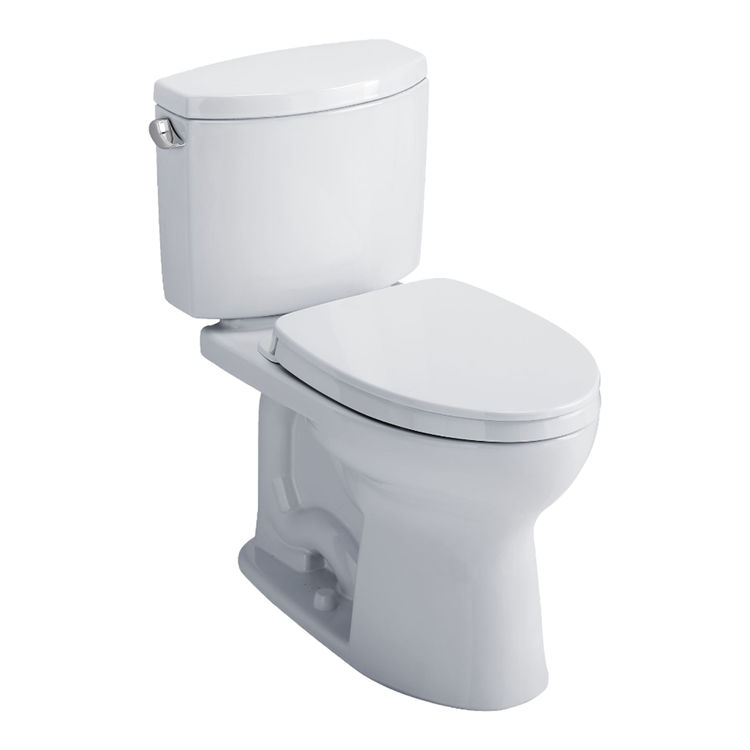 TOTO Drake II Two-Piece Universal Height Toilet, Elongated, 1.28 GPF, CEFIONTECT, SS124 SoftClose, WASHLET+ Ready, Cotton White - MS454124CEFG#01