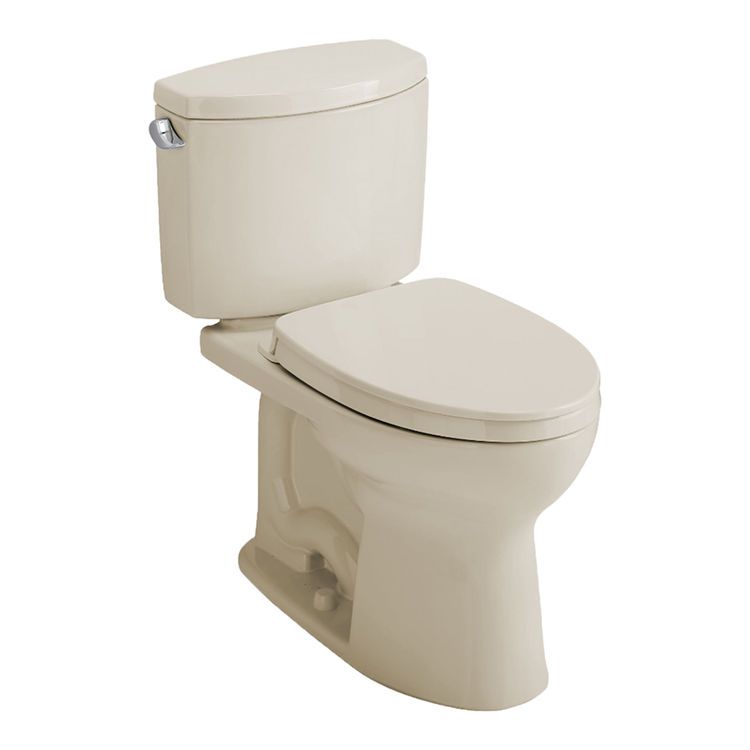 TOTO MS454124CEFG#03 Drake II Two-Piece Elongated 1.28 GPF Universal Height Toilet with CEFIONTECT and SS124 SoftClose Seat, WASHLET+ Ready, Bone