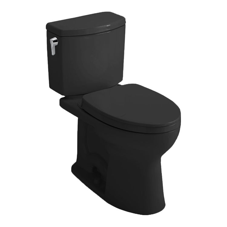 TOTO MS454124CUF#51 Drake II 1G Two-Piece Elongated 1.0 GPF Universal Height Toilet with SS124 SoftClose Seat, WASHLET+ Ready, Ebony