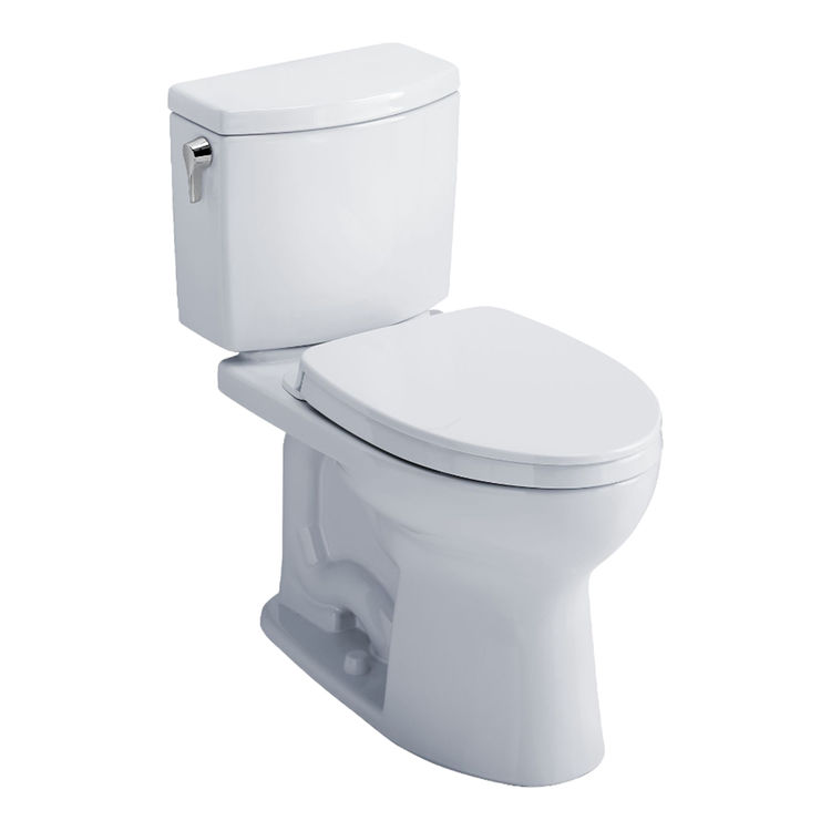 TOTO Drake II 1G Two-Piece Universal Height Toilet, Elongated, 1.0 GPF, CEFIONTECT, SS124 SoftClose, WASHLET+ Ready, Cotton White - MS454124CUFG#01