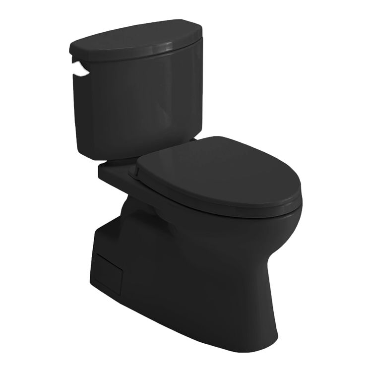 TOTO MS474124CEF#51 Vespin II Two-Piece Elongated 1.28 GPF Universal Height Toilet with SS124 SoftClose Seat, WASHLET+ Ready, Ebony