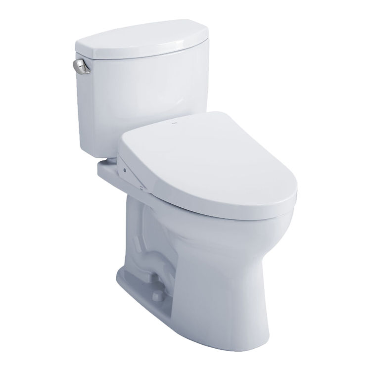 TOTO Drake II WASHLET+ Two-Piece Toilet with S500e Bidet Seat, 1.28 GPF, Auto-Flush, Cotton White - MW4543046CEFGA#01